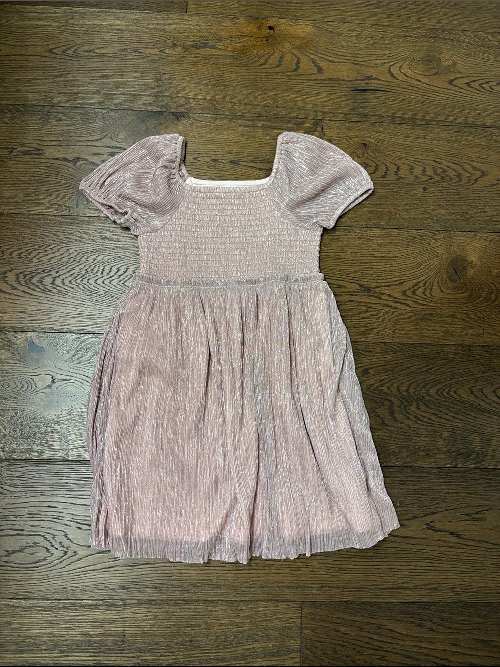 J. Crew Factory Shimmery Light Pink Puff-Sleeve Dress